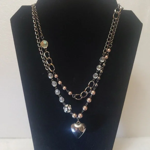 Heart/ Beads Chain Necklace - Picture 7 of 8